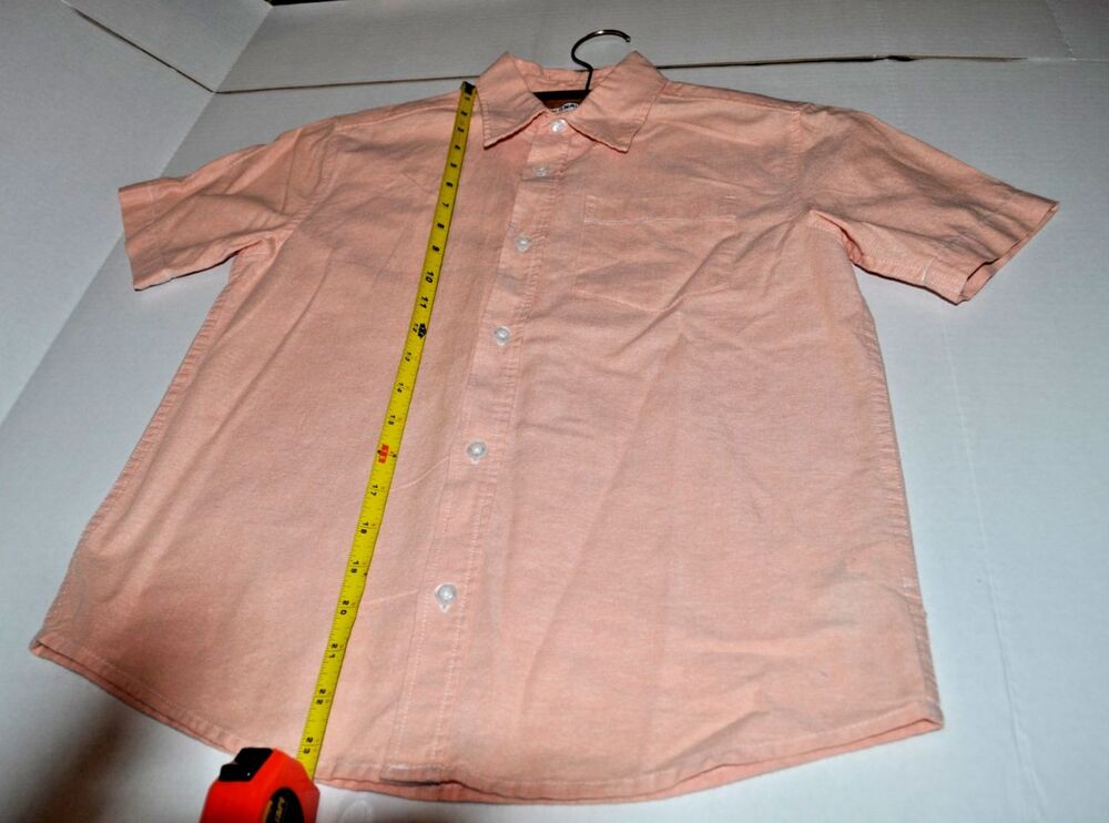 Old Navy Boys Pale Pink Short Sleeve Oxford Button Down Shirt L 10-12 - Picture 5 of 8